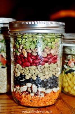 dried pulses homemade soup in a jar 